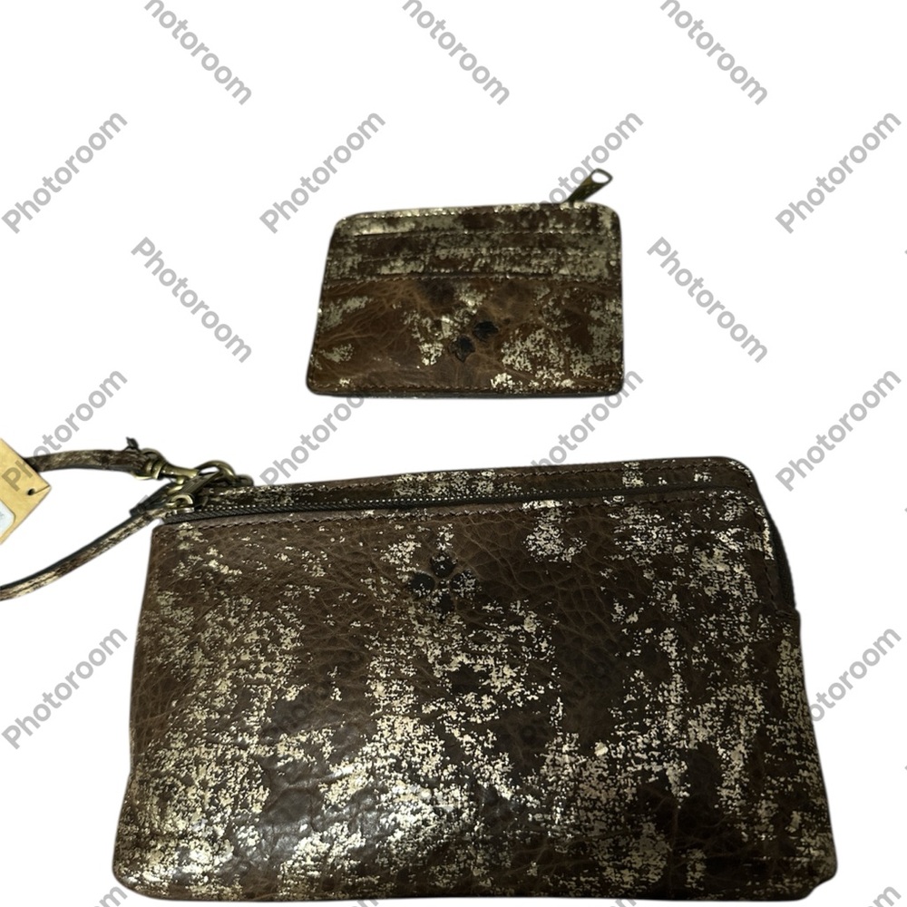 NWT Patricia Nash Brown with good metallic wallet and wristlet fine new